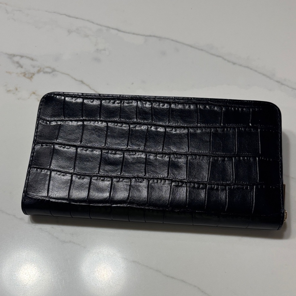 Michael Kors Black Croc-Embossed Wallet with Gold Hardware - Picture 3 of 11